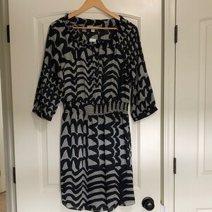 BANANA REPUBLIC Black & Grey Patterned Dress - 8